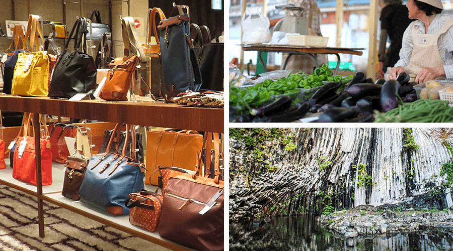 Toyooka Sightseeing Toyooka Kaban Bag, morning market, Genbudo Caves